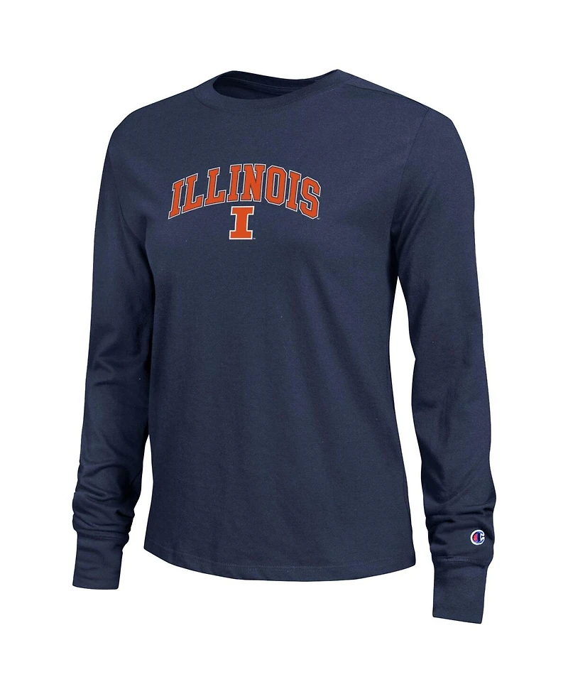 Champion Women's Navy Illinois Fighting Illini Arch Over Logo Long Sleeve T-Shirt