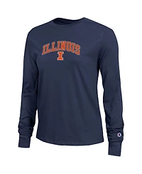 Champion Women's Navy Illinois Fighting Illini Arch Over Logo Long Sleeve T-Shirt
