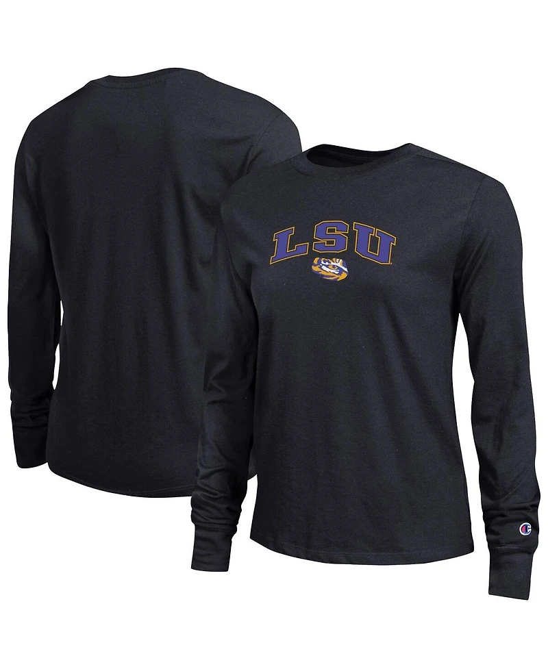 Champion Women's Black Lsu Tigers Arch Over Logo Long Sleeve T-Shirt
