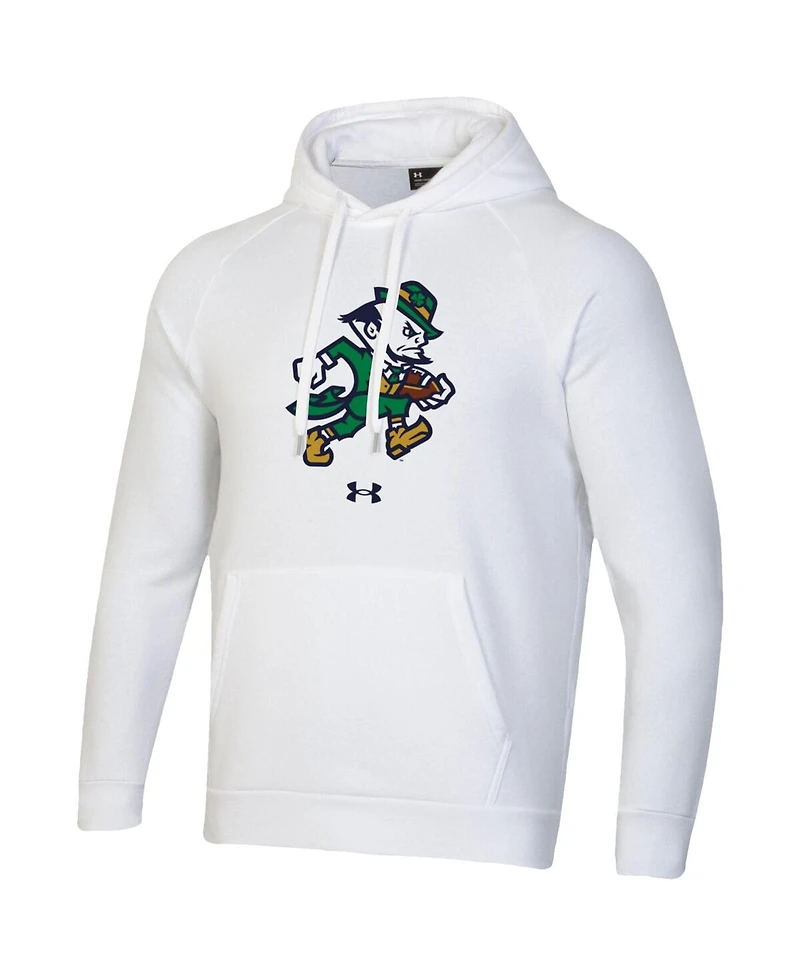 Under Armour Men's White Notre Dame Fighting Irish Leprechaun Rival Fleece Hoodie