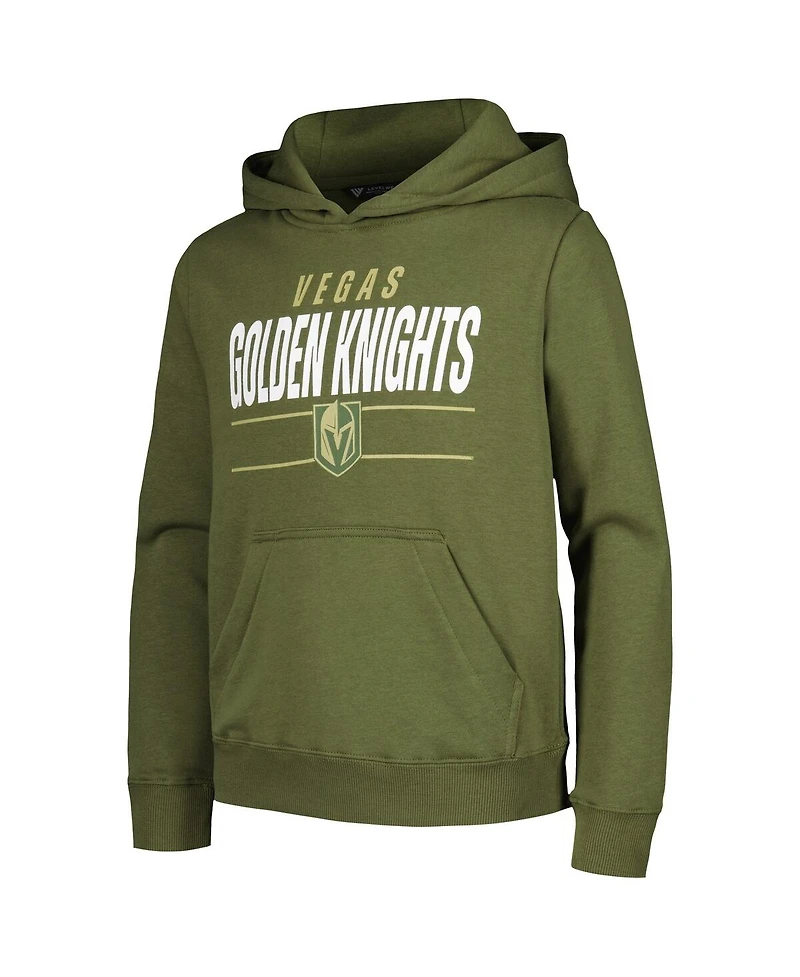 LevelWear Big Boys and Girls Olive Vegas Golden Knights Podium Fleece Pullover Hoodie