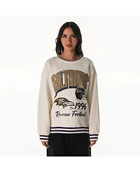 The Wild Collective Women's Cream Baltimore Ravens Oversized Vintage French Terry Sweatshirt