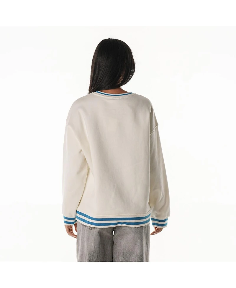 The Wild Collective Women's Cream Detroit Lions Oversized Vintage French Terry Sweatshirt