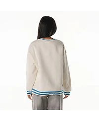 The Wild Collective Women's Cream Detroit Lions Oversized Vintage French Terry Sweatshirt