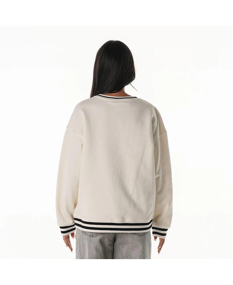 The Wild Collective Women's Cream Pittsburgh Steelers Oversized Vintage French Terry Sweatshirt
