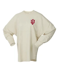Spirit Jersey Women's White Indiana Hoosiers Oversized Preppy Long Sleeve T-Shirt
