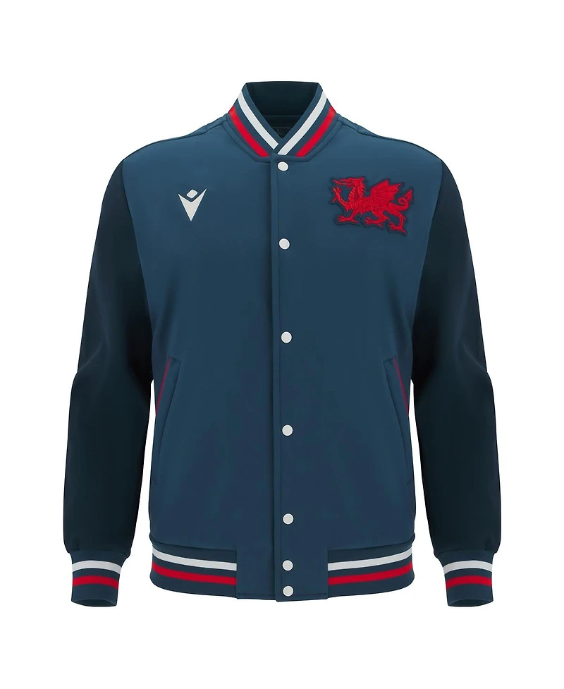 Macron Men's Navy Wrexham Anthem Full-Snap Varsity Jacket