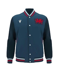 Macron Men's Navy Wrexham Anthem Full-Snap Varsity Jacket
