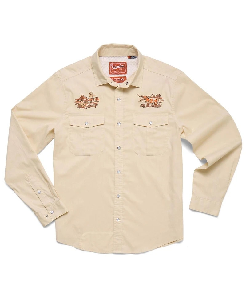 Howler Brothers Men's Tan Texas Longhorns x Howler Brothers Gaucho Long Sleeve Full-Snap Shirt