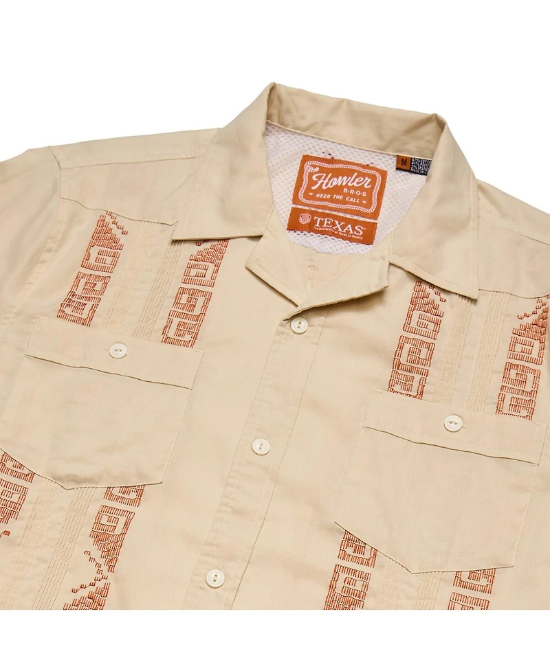 Howler Brothers Men's Tan Texas Longhorns Guayabera Full-Snap Shirt