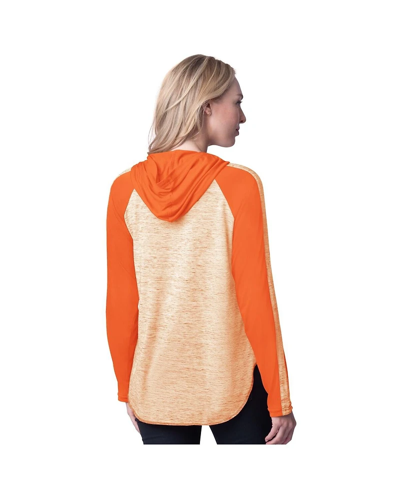 G-iii 4Her by Carl Banks Women's Orange Clemson Tigers Underdog Bling Raglan Long Sleeve Hoodie T-Shirt