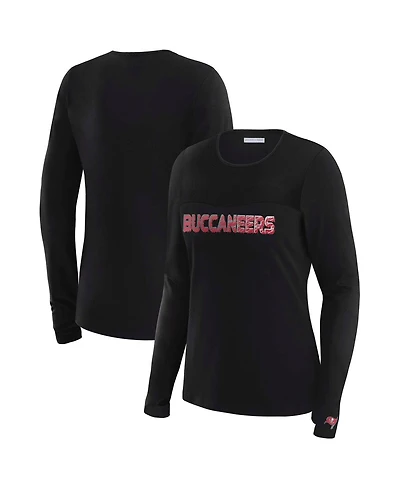 Wear by Erin Andrews Women's x Gracie Hunt Black Tampa Bay Buccaneers Mesh Panel Long Sleeve T-Shirt