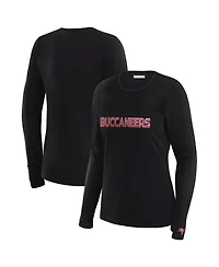 Wear by Erin Andrews Women's x Gracie Hunt Black Tampa Bay Buccaneers Mesh Panel Long Sleeve T-Shirt