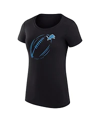 G-iii 4Her by Carl Banks Women's Black Detroit Lions Super-Slim Fit Lightweight Subtle Football T-Shirt