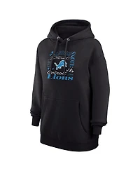 G-iii 4Her by Carl Banks Women's Black Detroit Lions Collage Graphic Fleece Pullover Hoodie