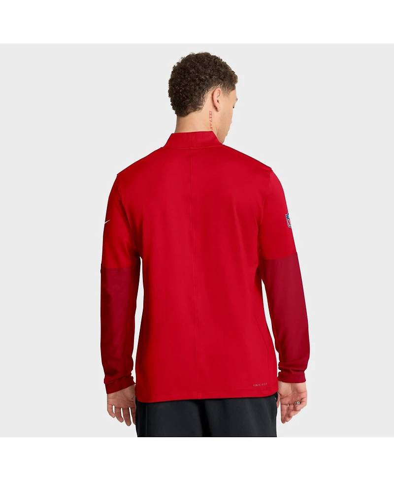 Nike Men's Red New England Patriots Sideline Dri-fit Half-Zip Pullover Hoodie