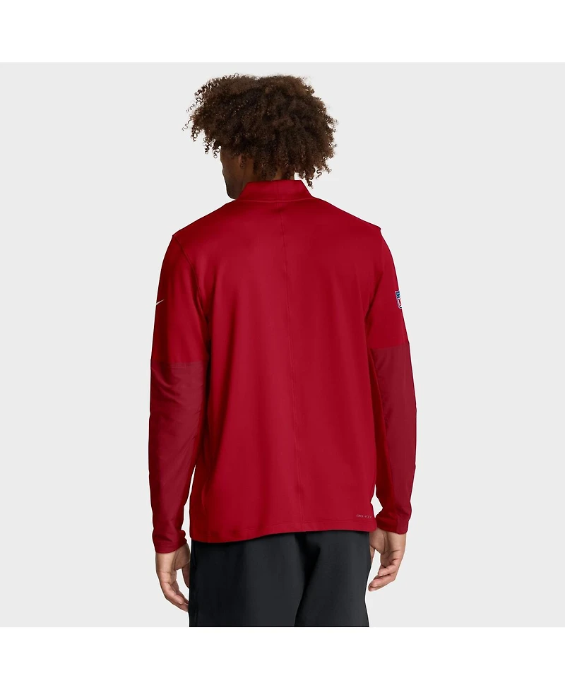 Nike Men's Scarlet San Francisco 49ers Sideline Dri-fit Half-Zip Pullover Hoodie