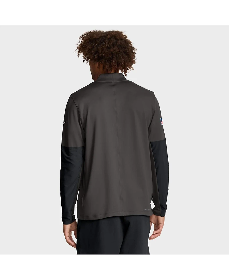 Nike Men's Pewter Tampa Bay Buccaneers Sideline Dri-fit Half-Zip Pullover Hoodie
