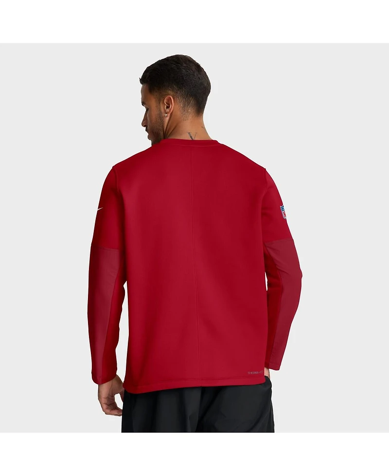 Nike Men's Red Tampa Bay Buccaneers Sideline Coach Therma-fit Long Sleeve T-Shirt