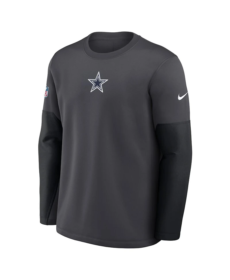Nike Men's Anthracite Dallas Cowboys Sideline Coach Therma-fit Long Sleeve T-Shirt