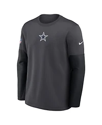 Nike Men's Anthracite Dallas Cowboys Sideline Coach Therma-fit Long Sleeve T-Shirt