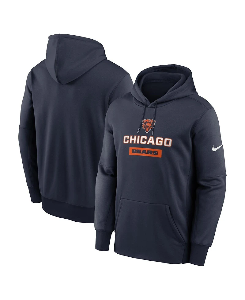 Nike Men's Navy Chicago Bears Toss Sweep Performance Pullover Hoodie