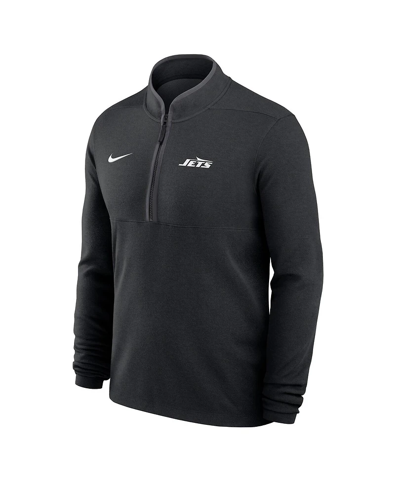 Nike Men's Black New York Jets Lightweight Victory Dri-fit Half-Zip Pullover Hoodie