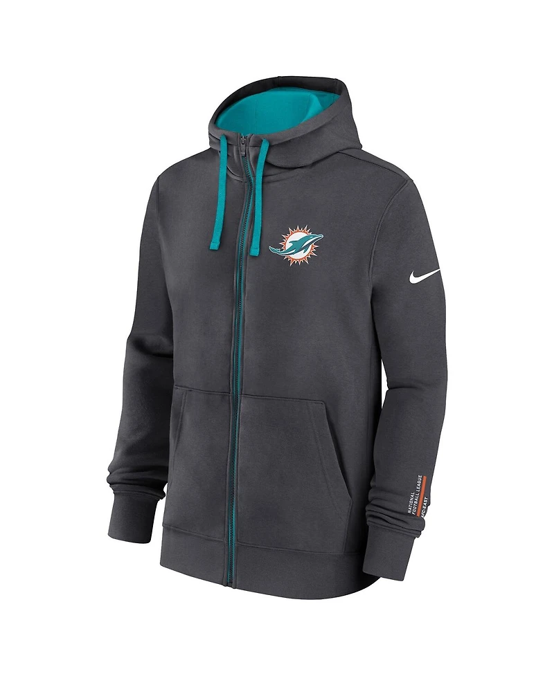 Nike Men's Anthracite Miami Dolphins Primetime Club Full-Zip Hoodie