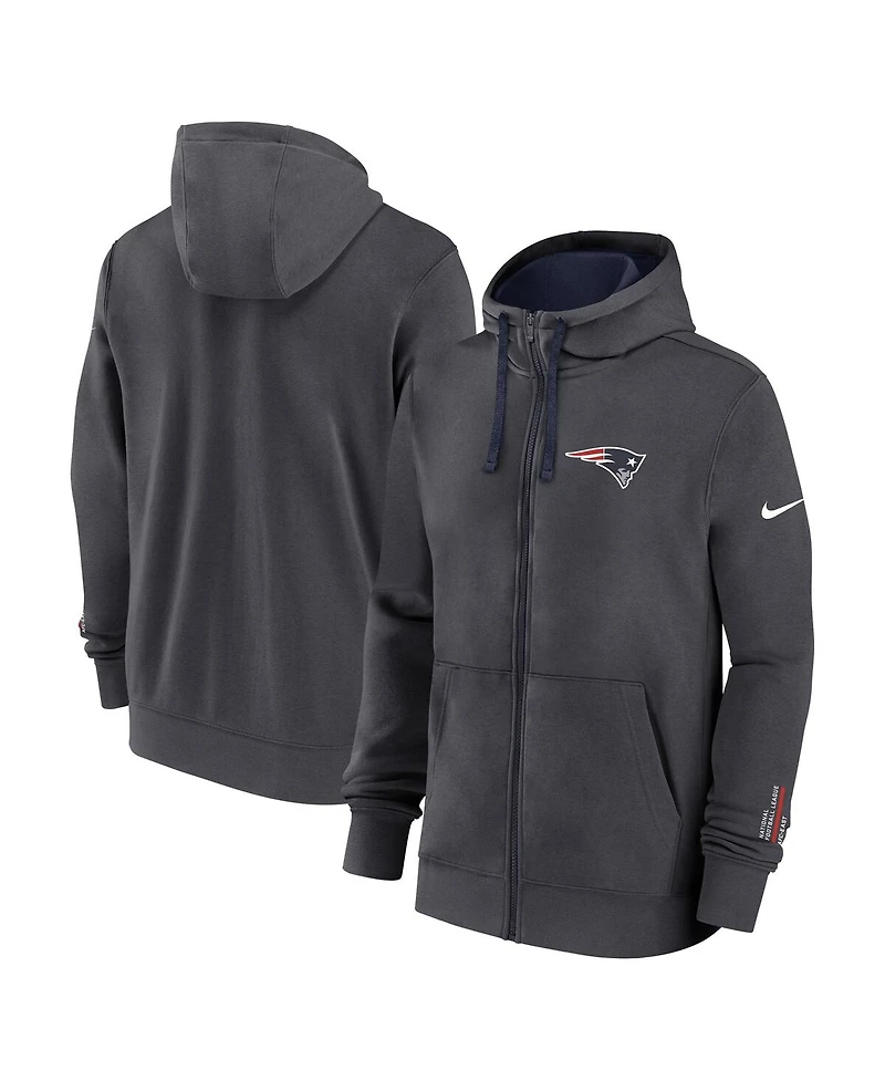 Nike Men's Anthracite New England Patriots Primetime Club Full-Zip Hoodie