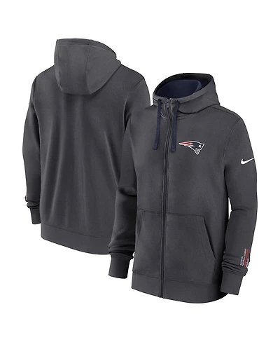 Nike Men's Anthracite New England Patriots Primetime Club Full-Zip Hoodie