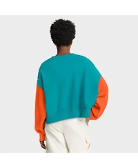 Nike Women's Aqua Miami Dolphins Oversized Color-Block Pullover Sweatshirt