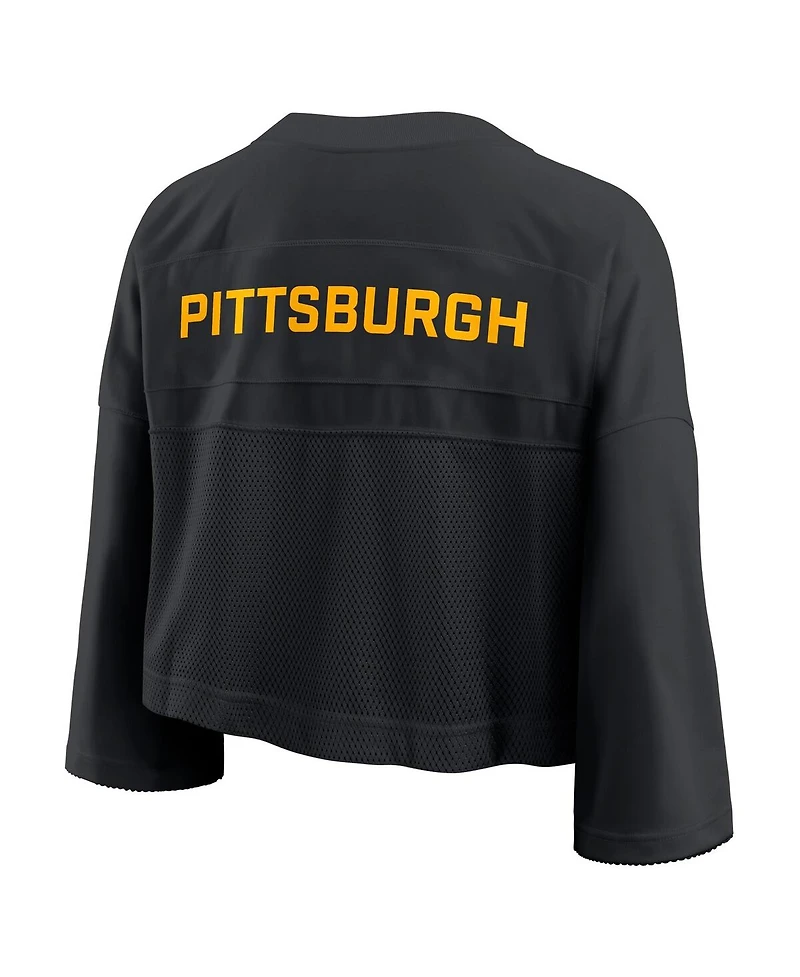 Nike Women's Black Pittsburgh Steelers Primetime Cropped Mesh Dri-fit Fashion Jersey