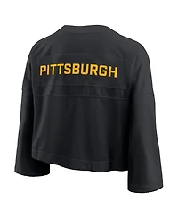 Nike Women's Black Pittsburgh Steelers Primetime Cropped Mesh Dri-fit Fashion Jersey