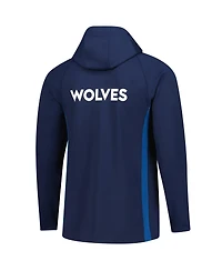 Nike Men's Navy Minnesota Timberwolves Authentic On Court Zone Quarter-Zip Dri-fit Hoodie Jacket
