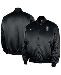 Nike Men's Black Nba Authentic Lenticular Woven Satin Full-Snap Therma-fit Jacket