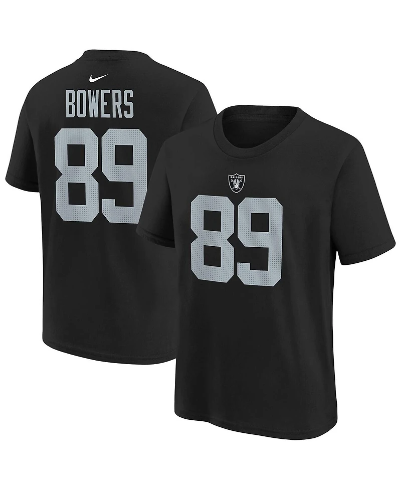 Nike Big Boys and Girls Brock Bowers Black Las Vegas Raiders Player Name Number T-Shirt