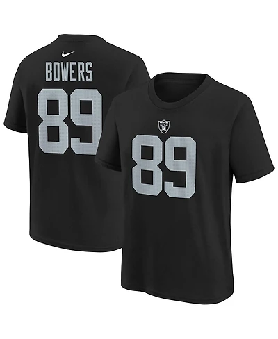 Nike Big Boys and Girls Brock Bowers Black Las Vegas Raiders Player Name Number T-Shirt