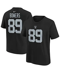 Nike Big Boys and Girls Brock Bowers Black Las Vegas Raiders Player Name Number T-Shirt