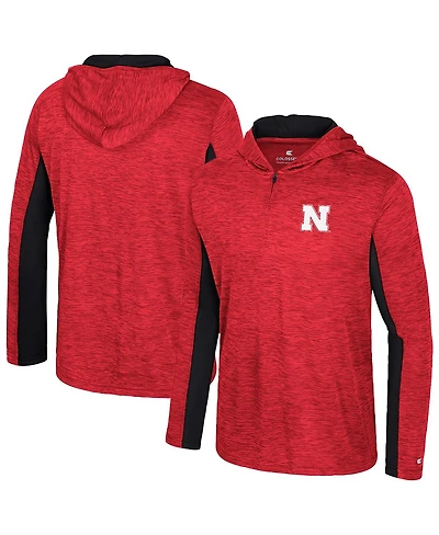 Colosseum Men's Red Nebraska Huskers Always Sunny Quarter-Zip Hoodie