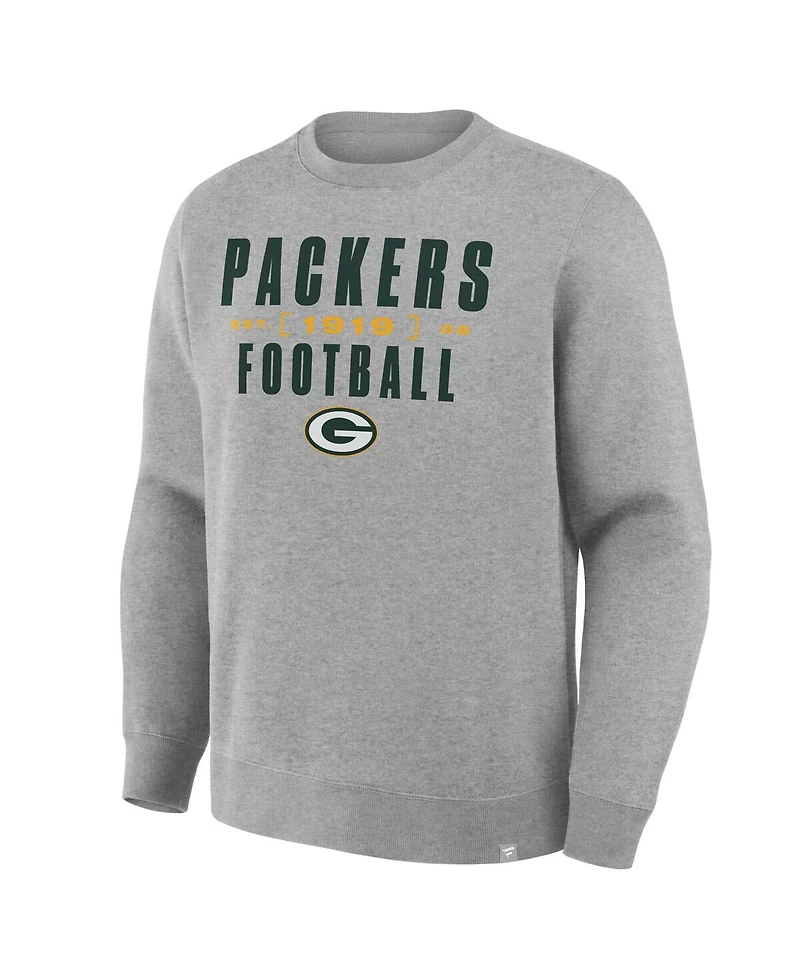Fanatics Men's Heather Gray Green Bay Packers Powerful Throw Legacy Pullover Sweatshirt