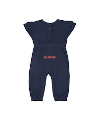 Colosseum Baby Boys and Girls Navy Illinois Fighting Illini Beautopia Waffle Knit Romper