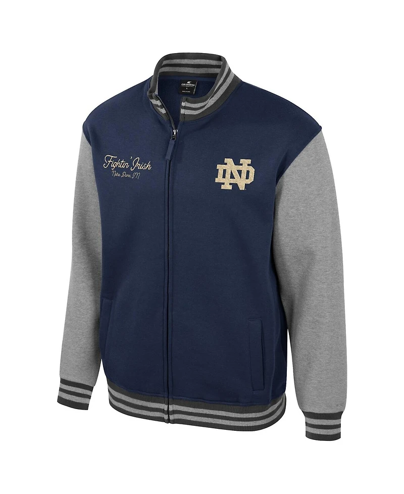 Colosseum Men's Navy Notre Dame Fighting Irish Ambi-Turner Full-Zip Varsity Jacket