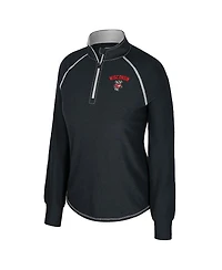 Colosseum Women's Black Wisconsin Badgers Bikram Raglan Quarter-Zip Sweatshirt