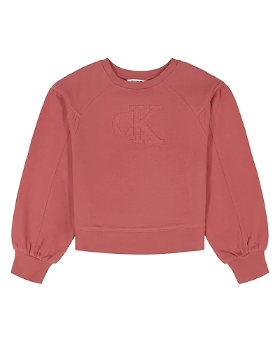 Calvin Klein Girls 7-16 Crewneck Raglan Sleeve Sweatshirt