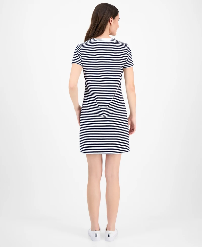 Nautica Jeans Women's Striped V-Neck T-Shirt Dress