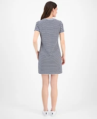 Nautica Jeans Women's Striped V-Neck T-Shirt Dress