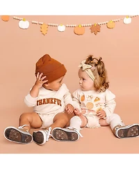 Sweet Wink Baby Boy Thankful Patch Varsity Thanksgiving Long Sleeve Romper