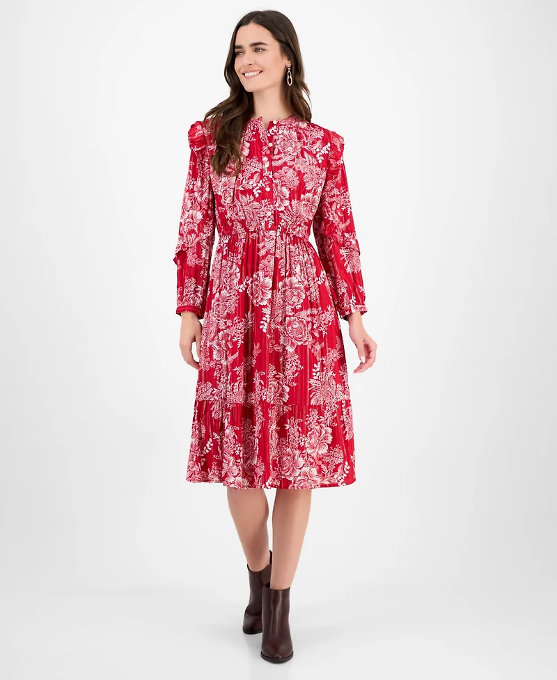 Style & Co Women's Ruffle-Trim Long-Sleeve Dress, Macy's Exclusive