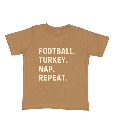 Sweet Wink Toddler Boys Football Turkey Nap Repeat Thanksgivinghort Sleeve T-Shirt