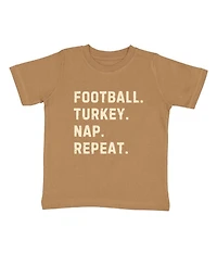 Sweet Wink Toddler Boys Football Turkey Nap Repeat Thanksgivinghort Sleeve T-Shirt